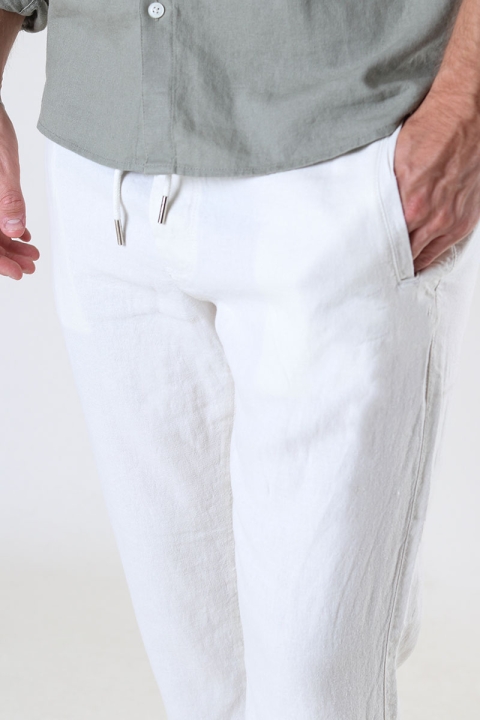 Solid TAIZ LINEN PANTS Off White