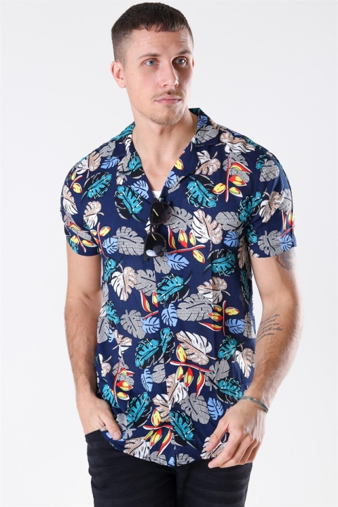 Solid Brando S/S Cuba Tropic Overhemd Insignia Blue