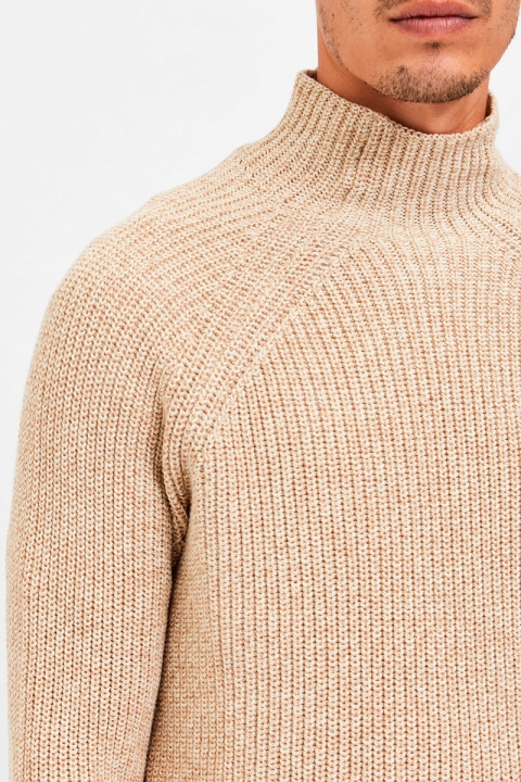 Selected SLHSORETT LS KNIT HIGH NECK W Cloud Cream Incense Twist