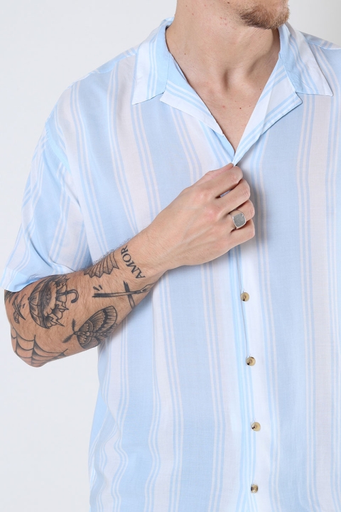 Jack & Jones JORMALIBU RESORT STRIPE SHIRT SS Cashmere Blue