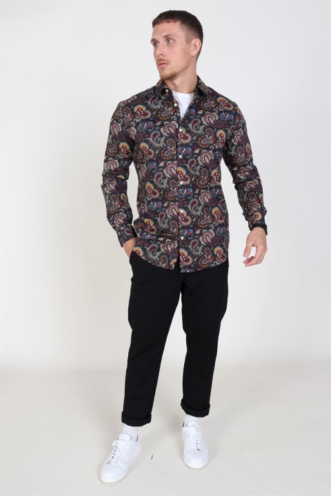 Only & Sons Frederik L/S Paisley Stretch Overhemd Phantom