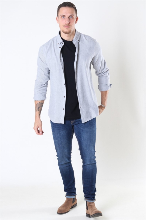 Only & Sons Edin LS Flannel Twill Overhemd Medium Grey Melange