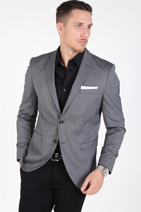 Selected Slim-MyloLogan Blazer Dark Grey StructKloke