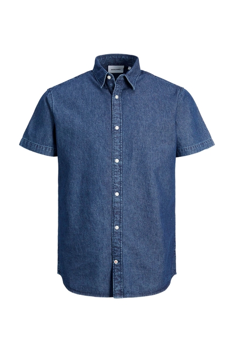 Jack & Jones JJPLAIN KANSAS DENIM SHIRT SS Dark Blue Denim