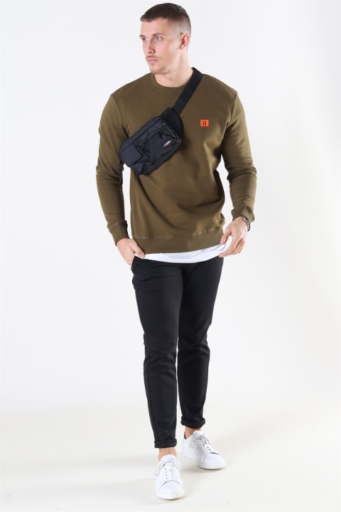 Les Deux Dark Oliven Green/BKloknt Orange Piece Sweatshirt