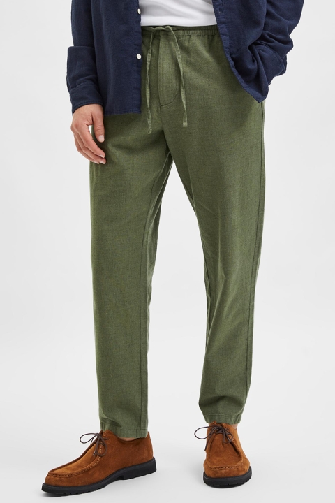 Selected SLHSLIMTAPERED-NEWTON LINEN PANTS W Olivine