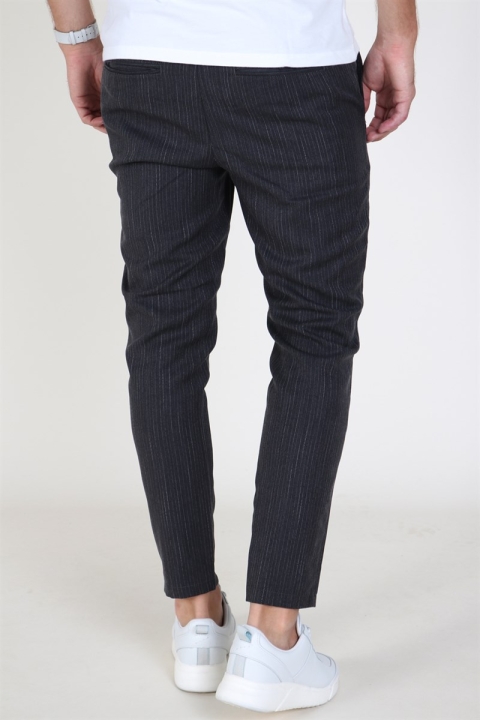 Solid Slim Truc Pinstripe Broek Dark Grey Melange