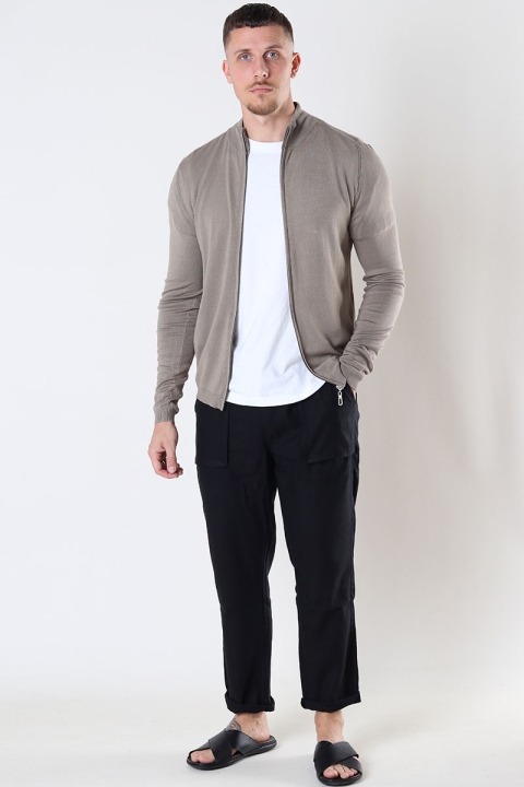 JEFF LAUGE FULL ZIP CARDIGAN Dark Beige