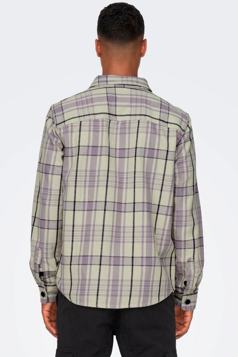 ONLY & SONS MILO OVR CHECK LS SHIRT Purple Ash