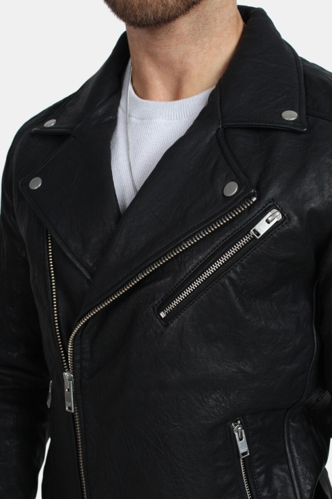 Selected Scott Læder Biker Jas Camp Black