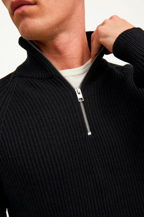 Jack & Jones JJPANNEL KNIT HALF ZIP Black