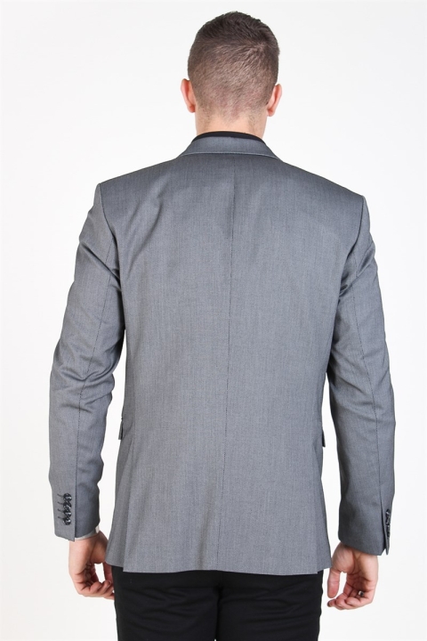 Selected Slim-MyloLogan Blazer Dark Grey StructKloke