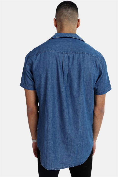 Solid Brando Chambrey Overhemd SS Denim Blue