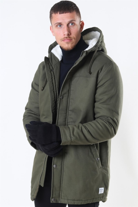 Only & Sons Yanick Teddy Hood Parka Jas Olive Night