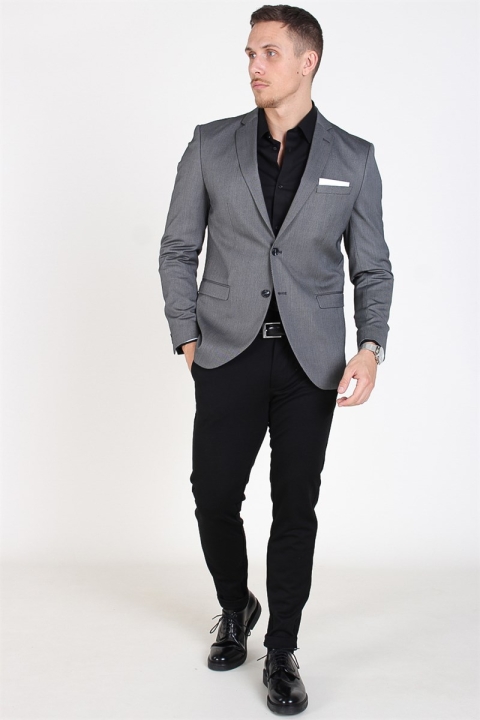 Selected Slim-MyloLogan Blazer Dark Grey StructKloke