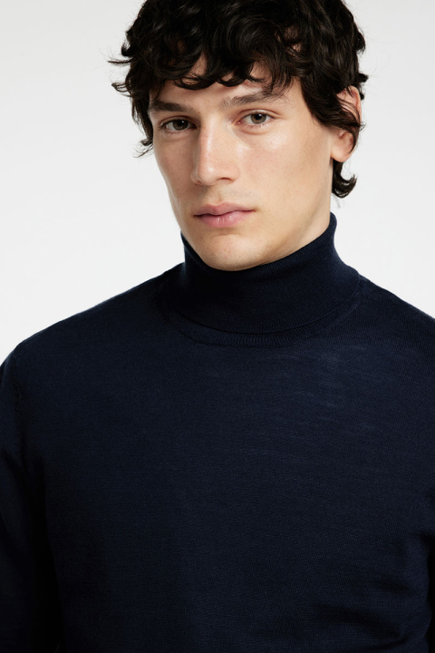 Selected Tray LS Merino Knit Roll Neck Navy Blazer