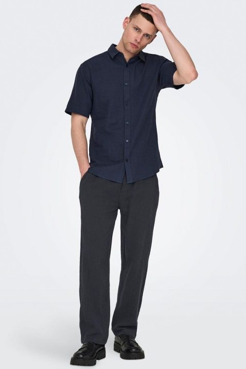 ONLY & SONS Caiden SS Linen Shirt Night Sky