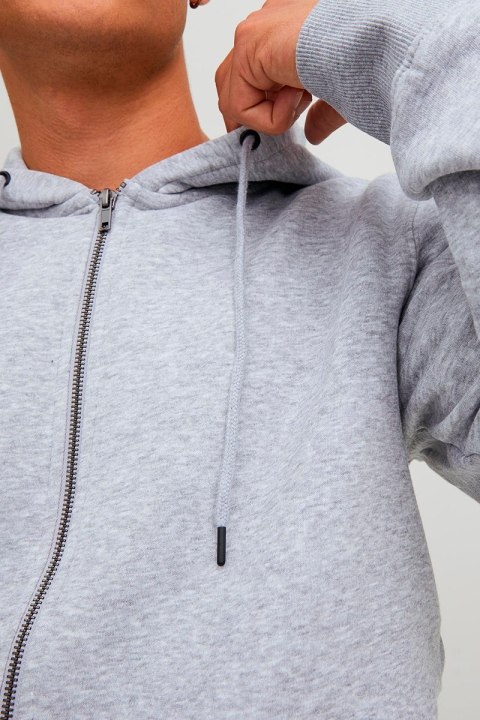 Jack & Jones JJEBRADLEY SWEAT ZIP HOOD NOOS Light Grey Melange