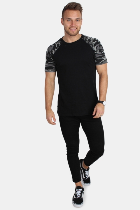 Urban Classics Raglan Contrast Tee Blk/Darkcamo