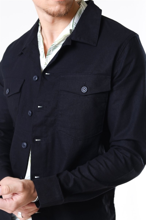 Selected East Linen Overshirt Black