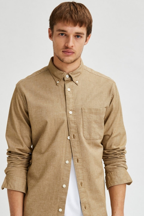 Selected SLHREGRICK-OX FLEX SHIRT LS S NOOS Teak