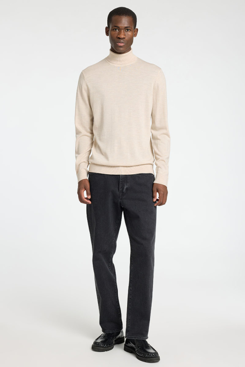 Selected Tray LS Merino Knit Roll Neck Oatmeal