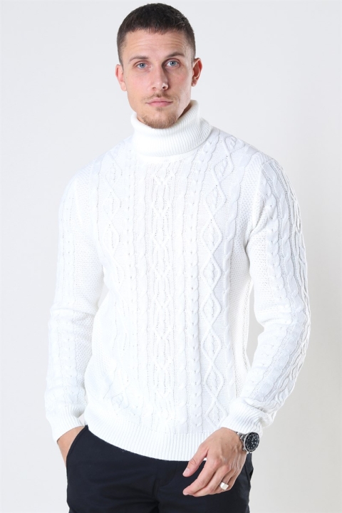 Only & Sons Rigge 3 Cable Roll Neck Breien Cloud Dancer