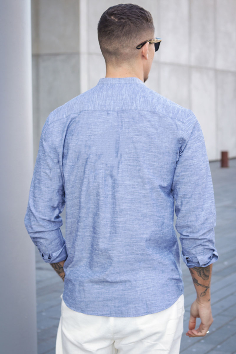 Jack & Jones Summer Band Shirt LS Faded Denim