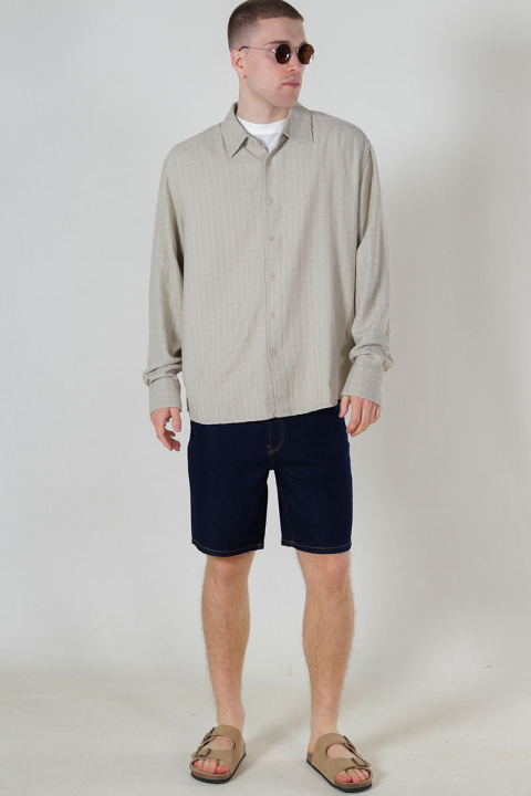 ONLY & SONS Latham LS Linen Structure Shirt Silver Lining