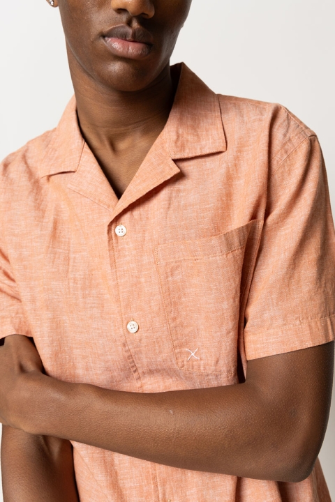 Clean Cut Copenhagen Giles Bowling Shirt S/S Orange Melange