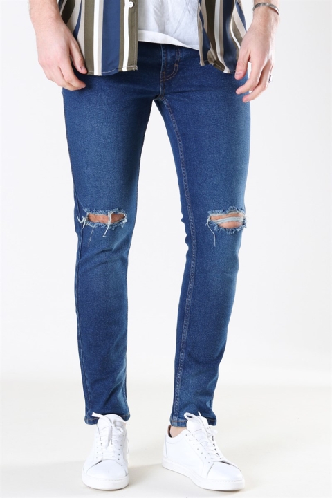 Denim Project Mr. Red Knee Cut Jeans Dark Blue