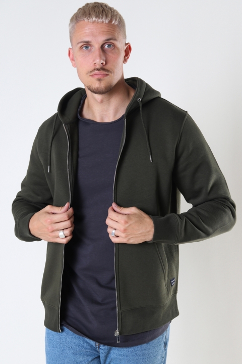 Jack & Jones JJESOFT BASIC SWEAT ZIP HOOD NOOS Forest Night REG FIT