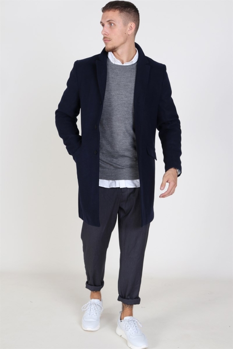 Only & Sons Julian Solid Wool Wollen Jas Night Sky