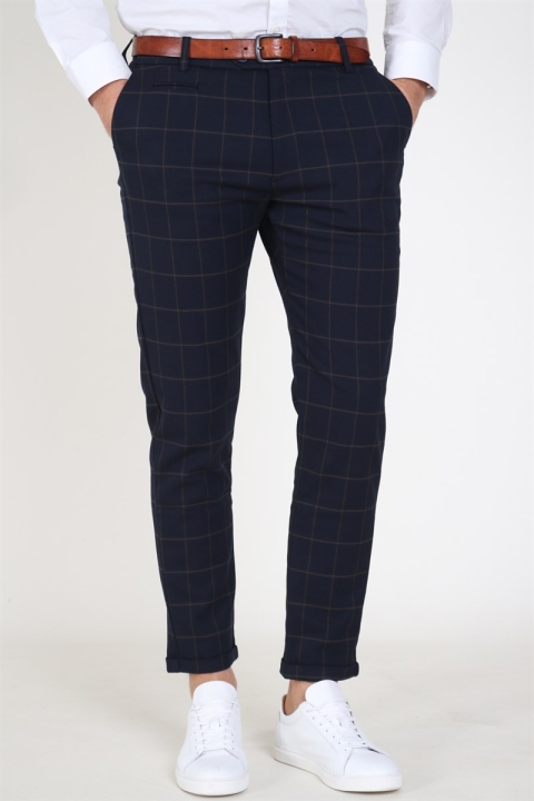 Les Deux Como Check Pak Pants Dark Navy/Brown