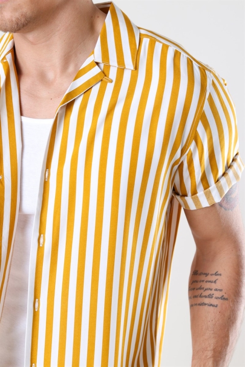 Only & Sons Wayne Striped Viscose Overhemd Golden Spice