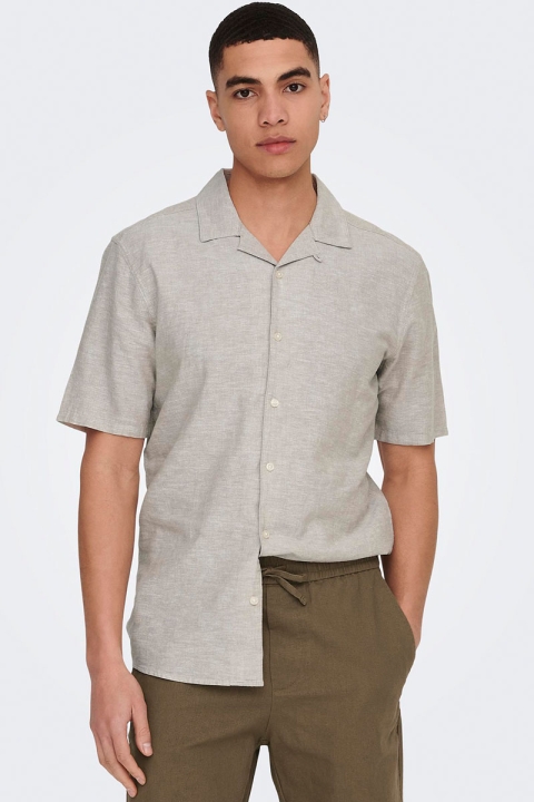 ONLY & SONS Caiden SS Resort Linen Shirt Chinchilla