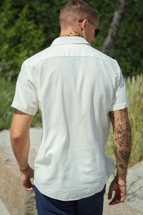 Solid Allan SS Linen Shirt Off White