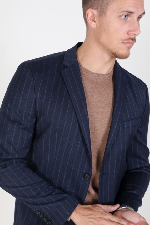 Selected Slim Aden Stripe Blazer Grey/Blue