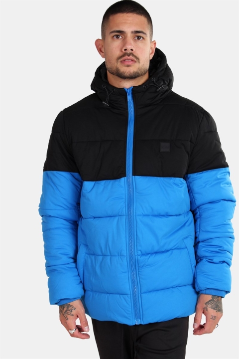 Urban Classics TB2425 Hooded 2-Tone Puffer Jas Bright Blue/Black