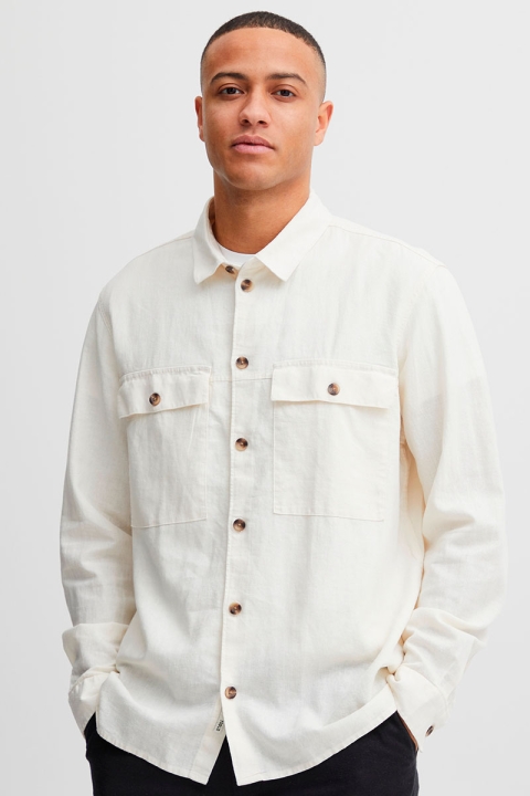 Solid Allan Linen Overshirt Off White