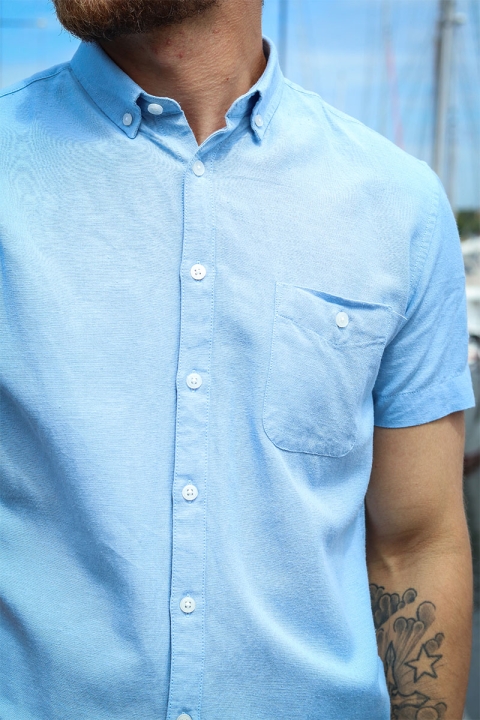 Kronstadt Johan Linen S/S shirt Light Blue