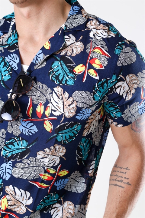 Solid Brando S/S Cuba Tropic Overhemd Insignia Blue