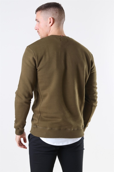 Les Deux Dark Oliven Green/BKloknt Orange Piece Sweatshirt