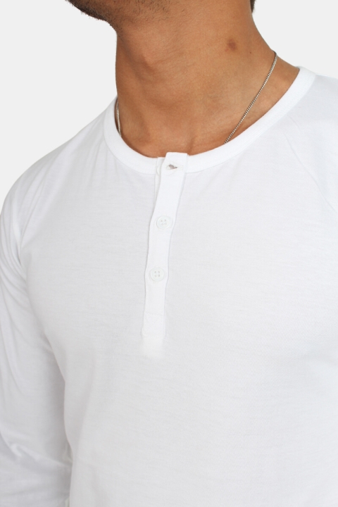 Basic Brand Placket LS T-shirt White