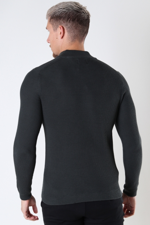 ONLY & SONS WEB LIFE STRUCTURE HALF ZIP KNIT Peat