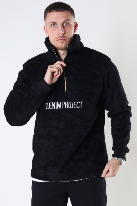 Denim project DPTEDDY HALF ZIP HIGHNECK 001 Black