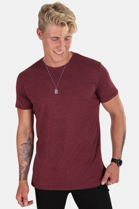 Solid T-shirt Rock Melange Wine Red