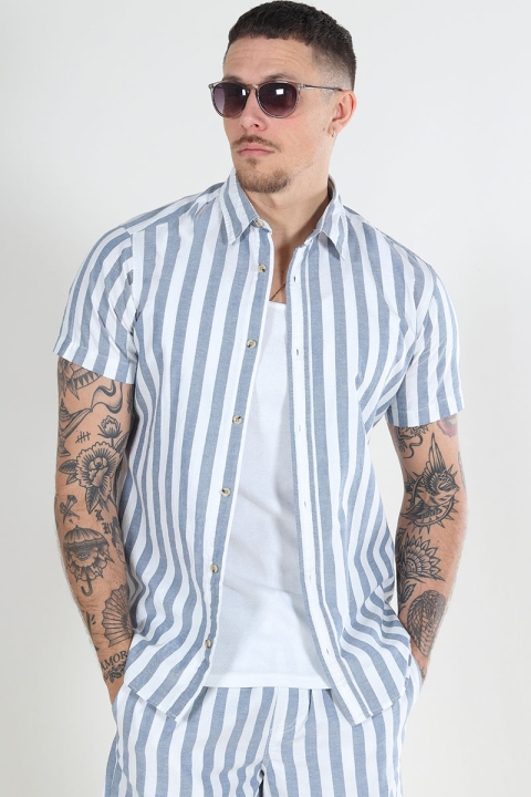 Jack & Jones Joshua Oxford Strip Shirt SS Ensign Blue