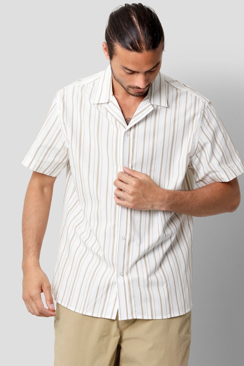 Clean Cut Copenhagen Bowling Harrison S/S Khaki Stripe