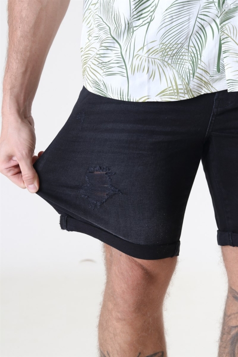 Solid LT Ryder Destroy Shorts Black Denim